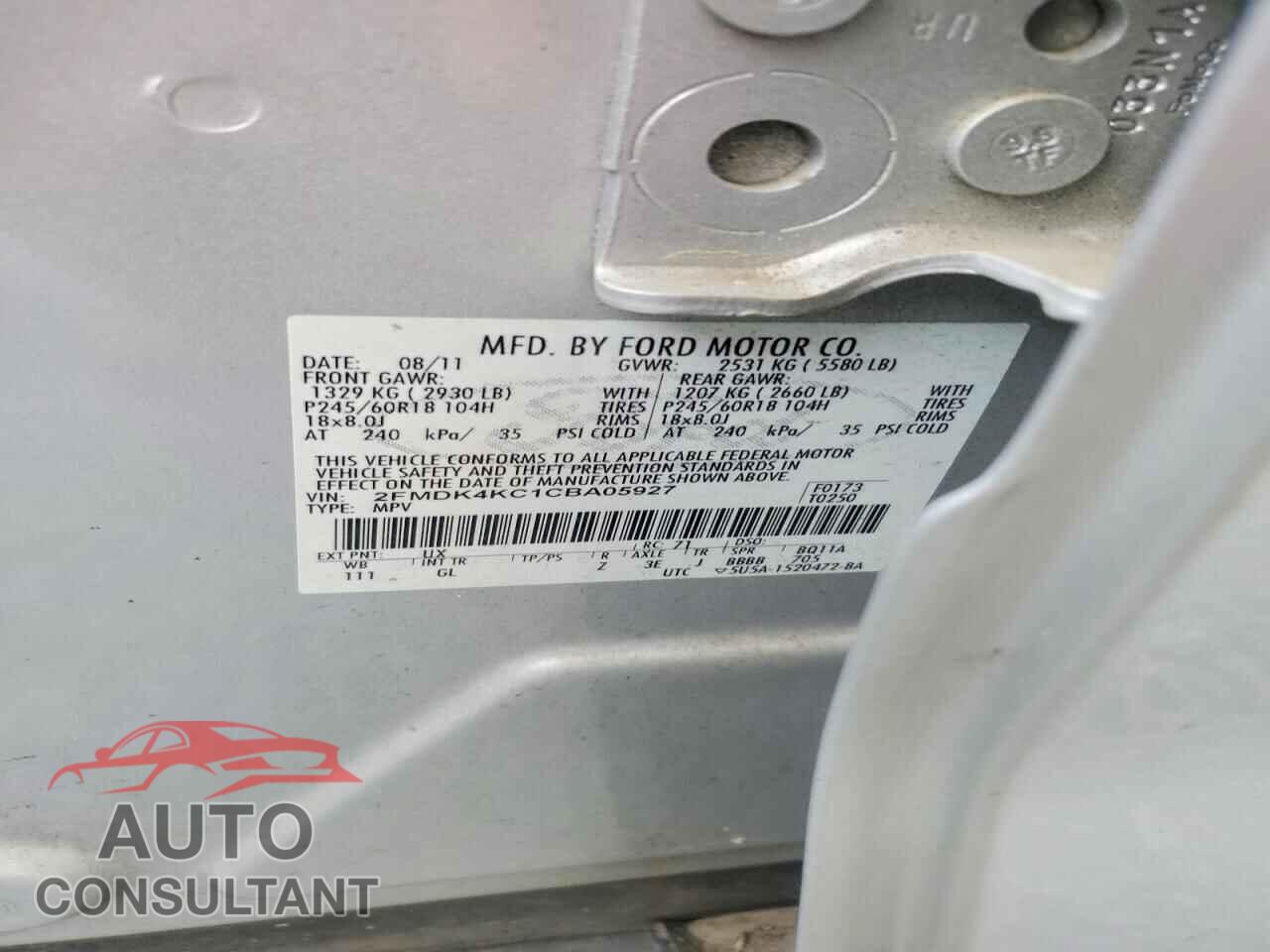 FORD EDGE 2012 - 2FMDK4KC1CBA05927