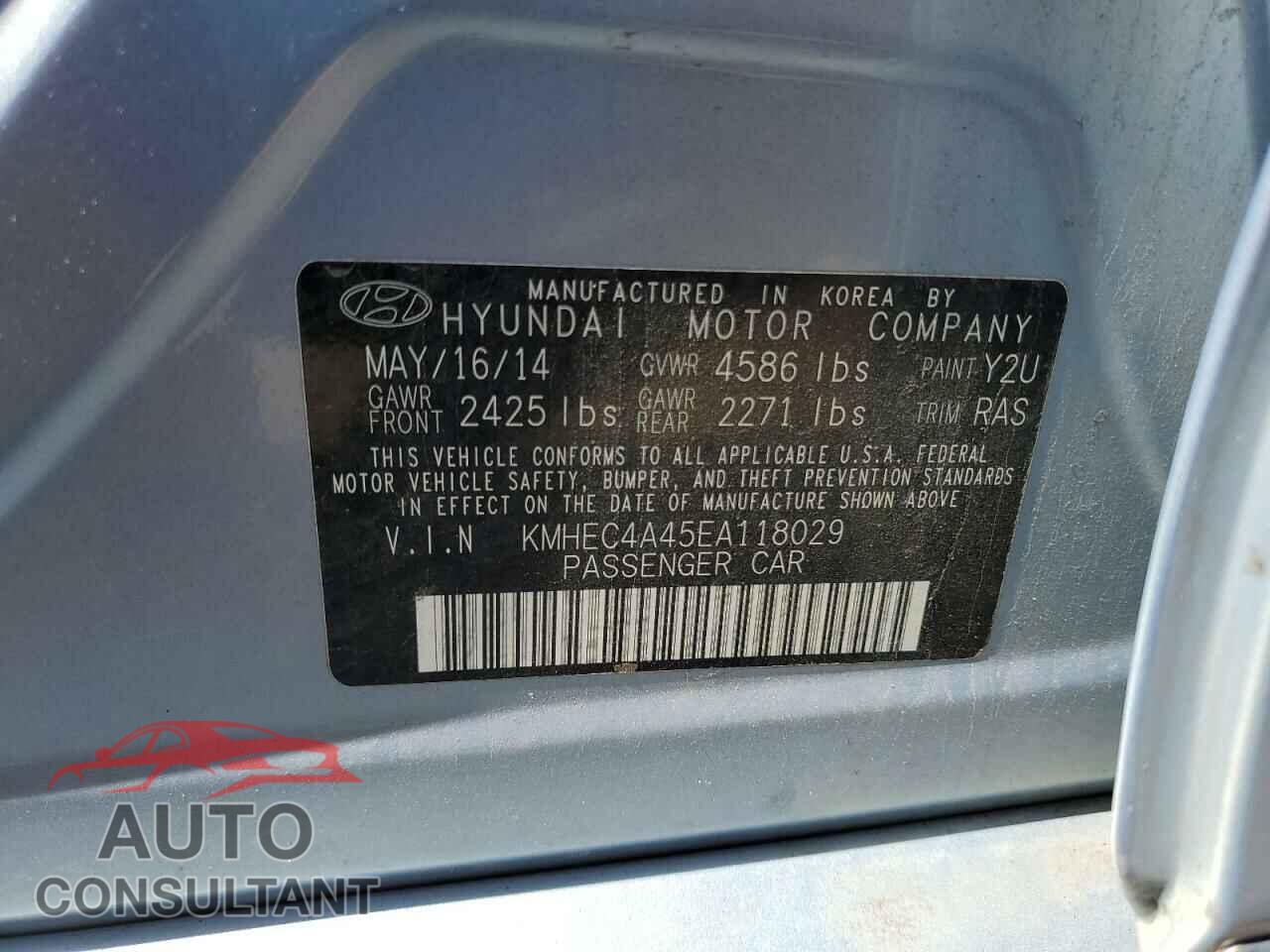 HYUNDAI SONATA 2014 - KMHEC4A45EA118029