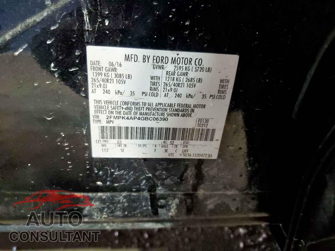 FORD EDGE 2016 - 2FMPK4AP4GBC06390