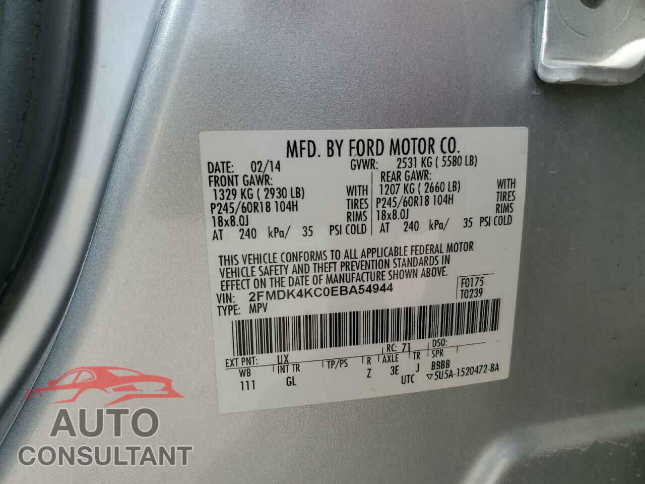 FORD EDGE 2014 - 2FMDK4KC0EBA54944