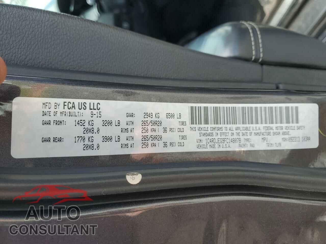 DODGE DURANGO 2015 - 1C4RDJEG9FC148078