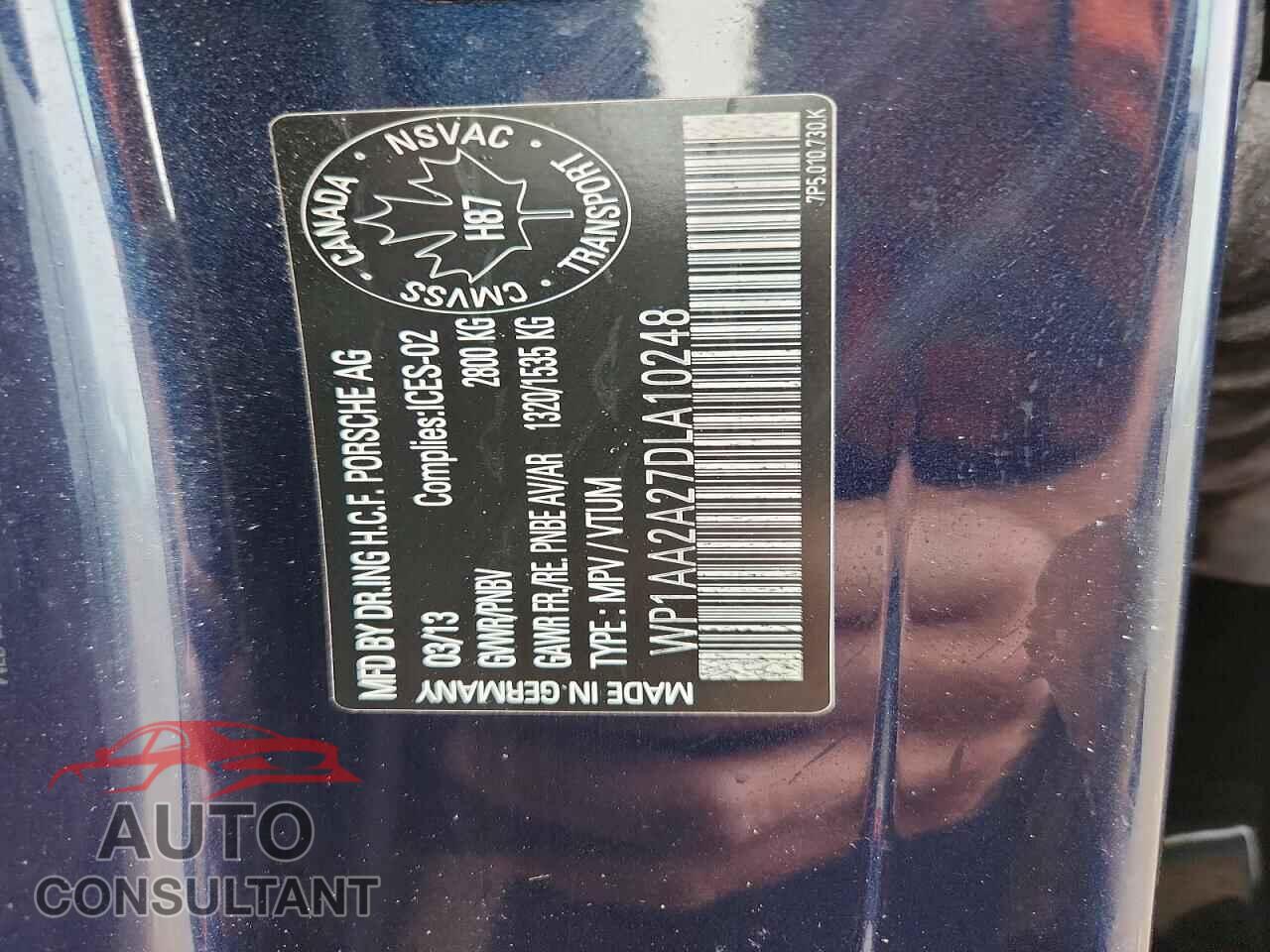 PORSCHE CAYENNE 2013 - WP1AA2A27DLA10248