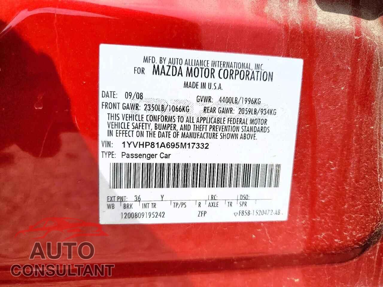 MAZDA 6 2009 - 1YVHP81A695M17332