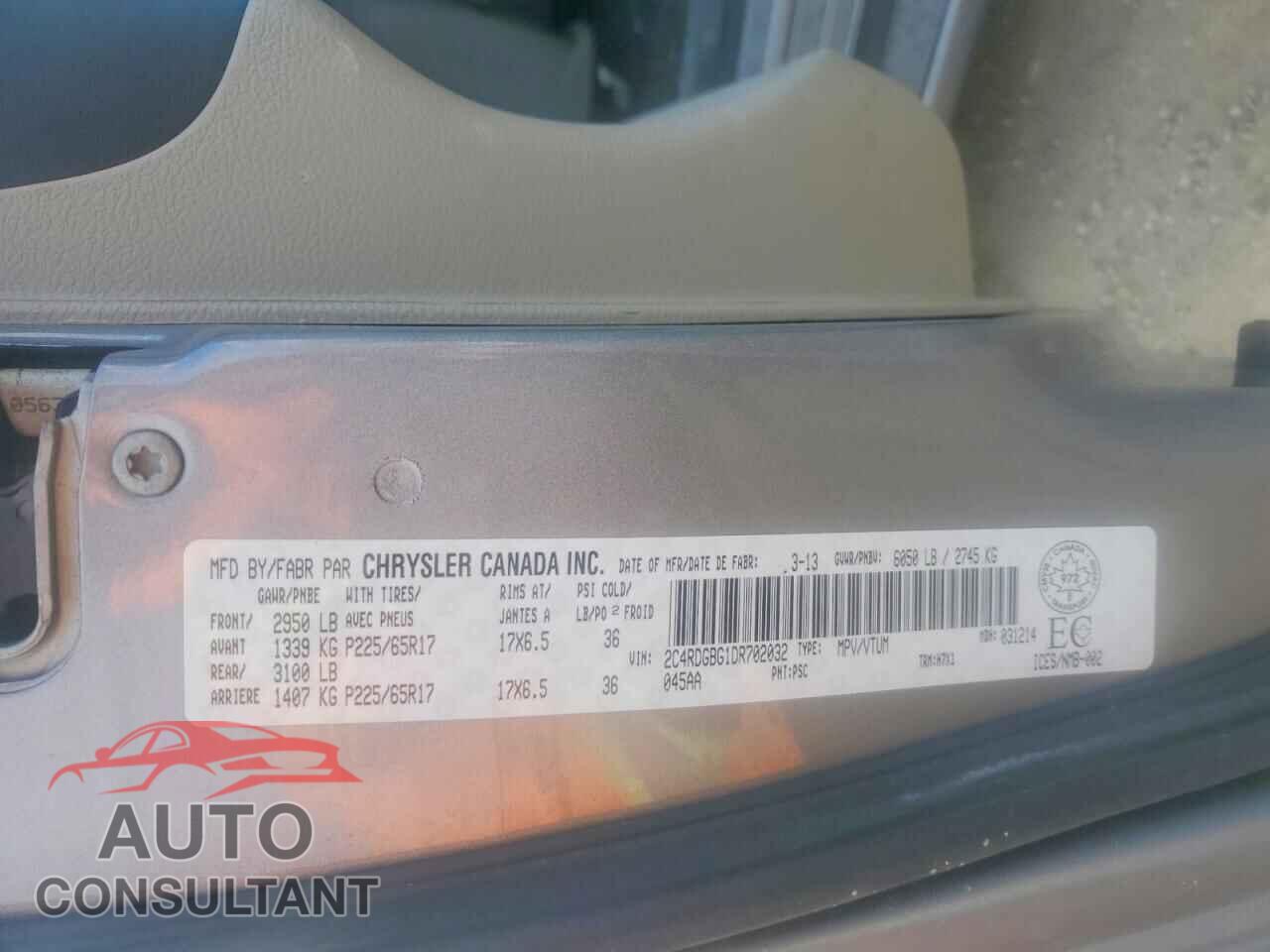 DODGE CARAVAN 2013 - 2C4RDGBG1DR702032