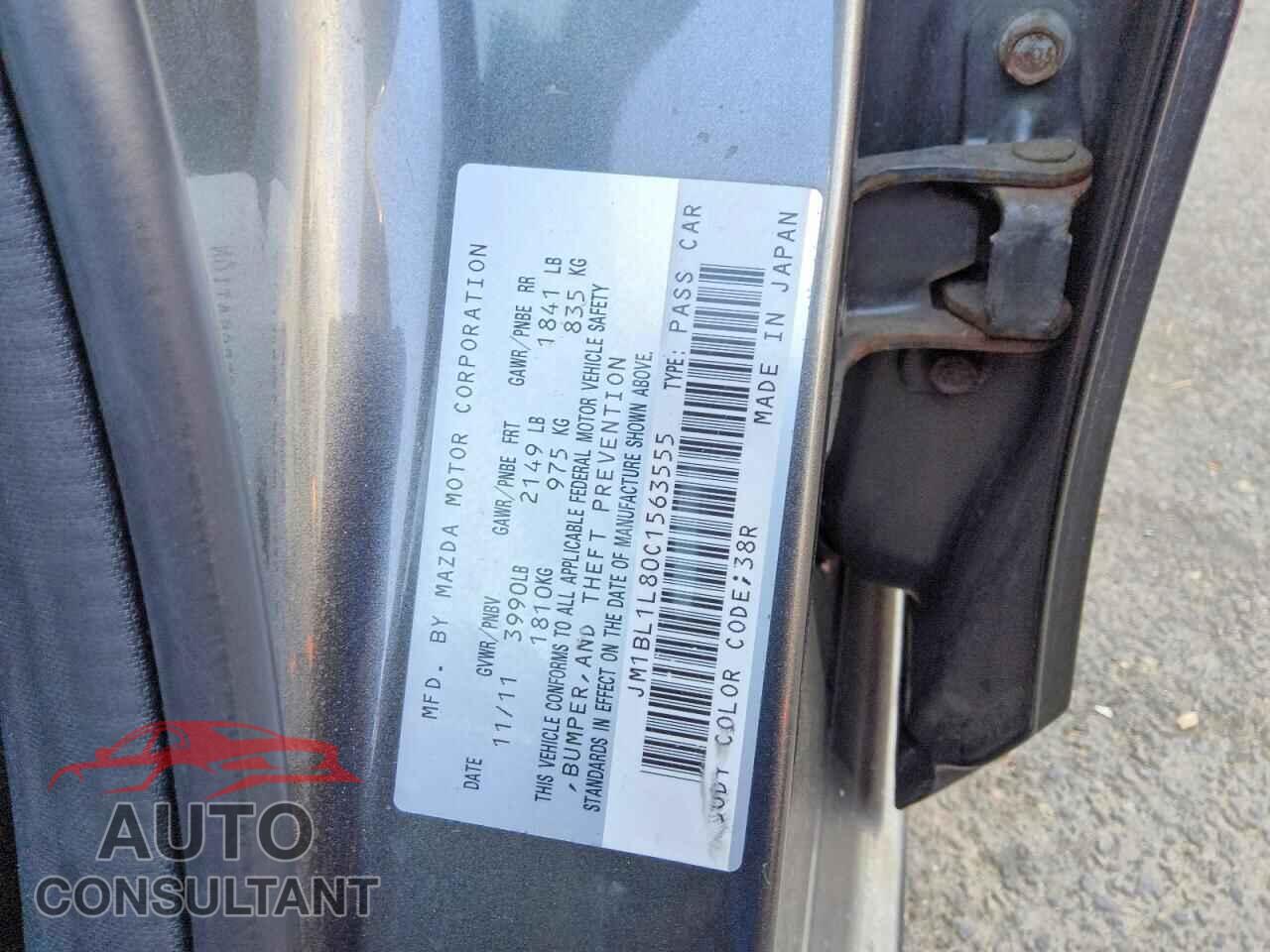MAZDA 3 2012 - JM1BL1L80C1563555
