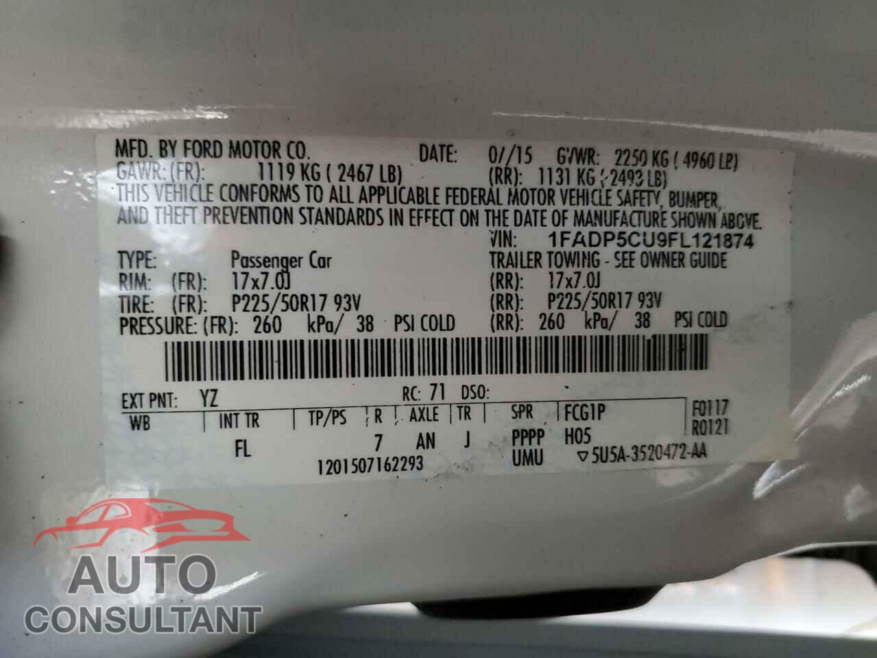 FORD CMAX 2015 - 1FADP5CU9FL121874