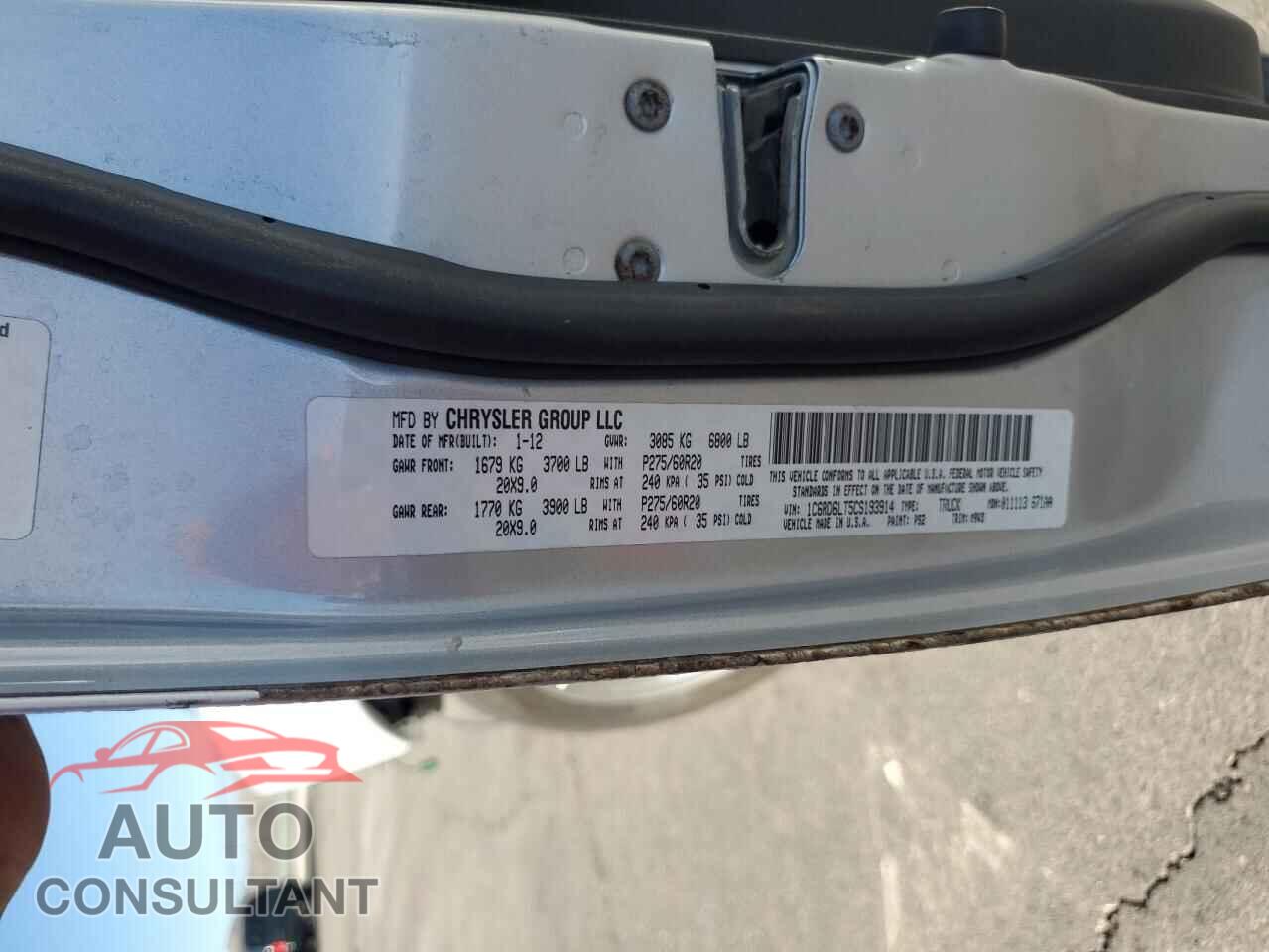 DODGE RAM 1500 2012 - 1C6RD6LT5CS193914