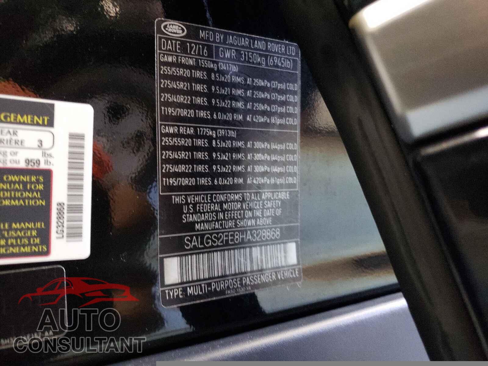 LAND ROVER RANGEROVER 2017 - SALGS2FE8HA328868