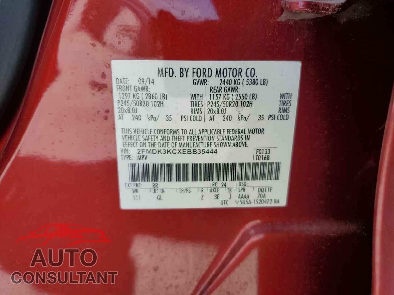 FORD EDGE 2014 - 2FMDK3KCXEBB35444
