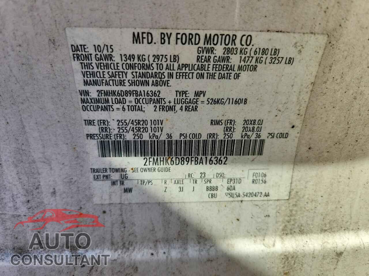 FORD FLEX 2015 - 2FMHK6D89FBA16362