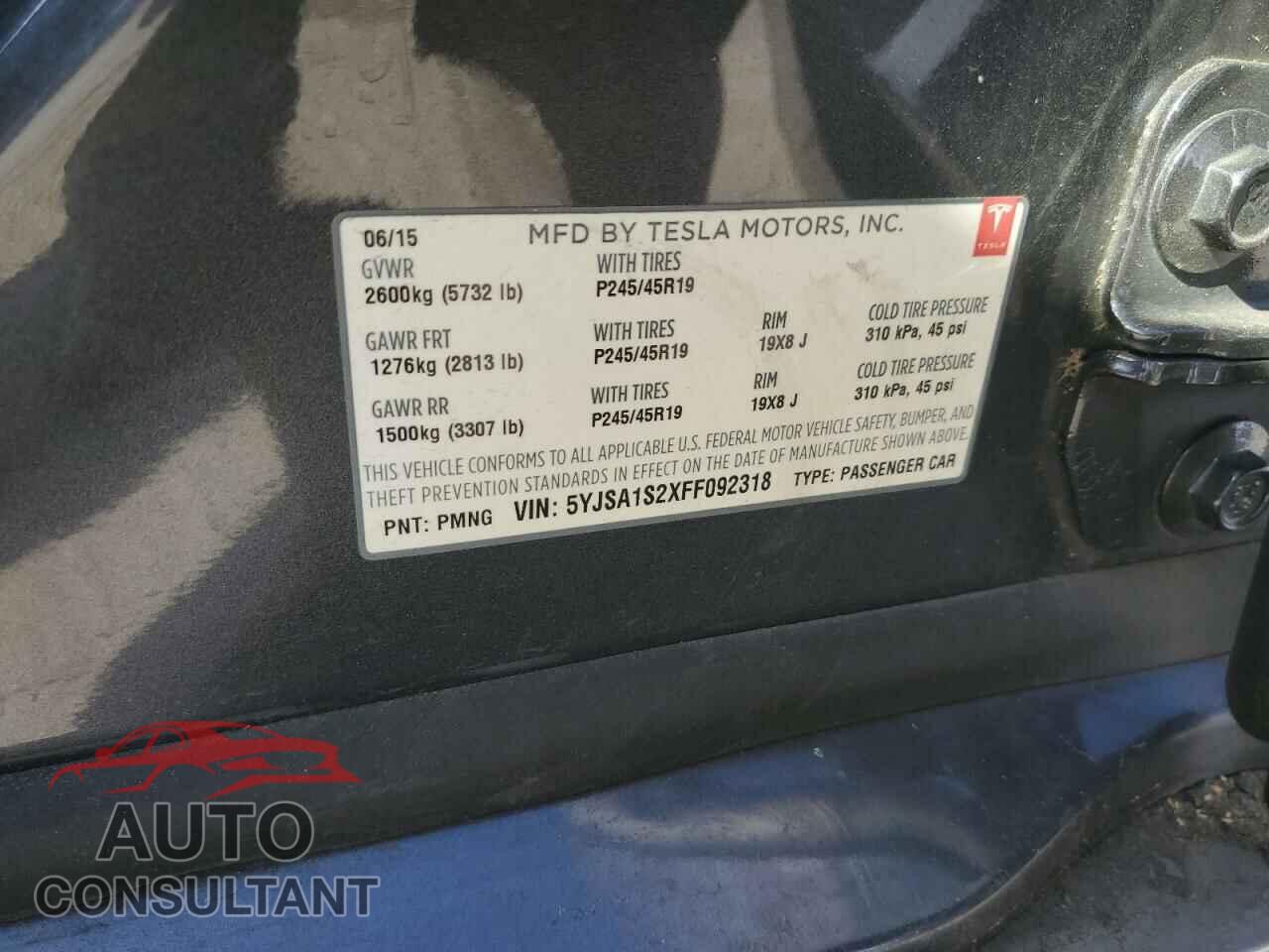 TESLA MODEL S 2015 - 5YJSA1S2XFF092318