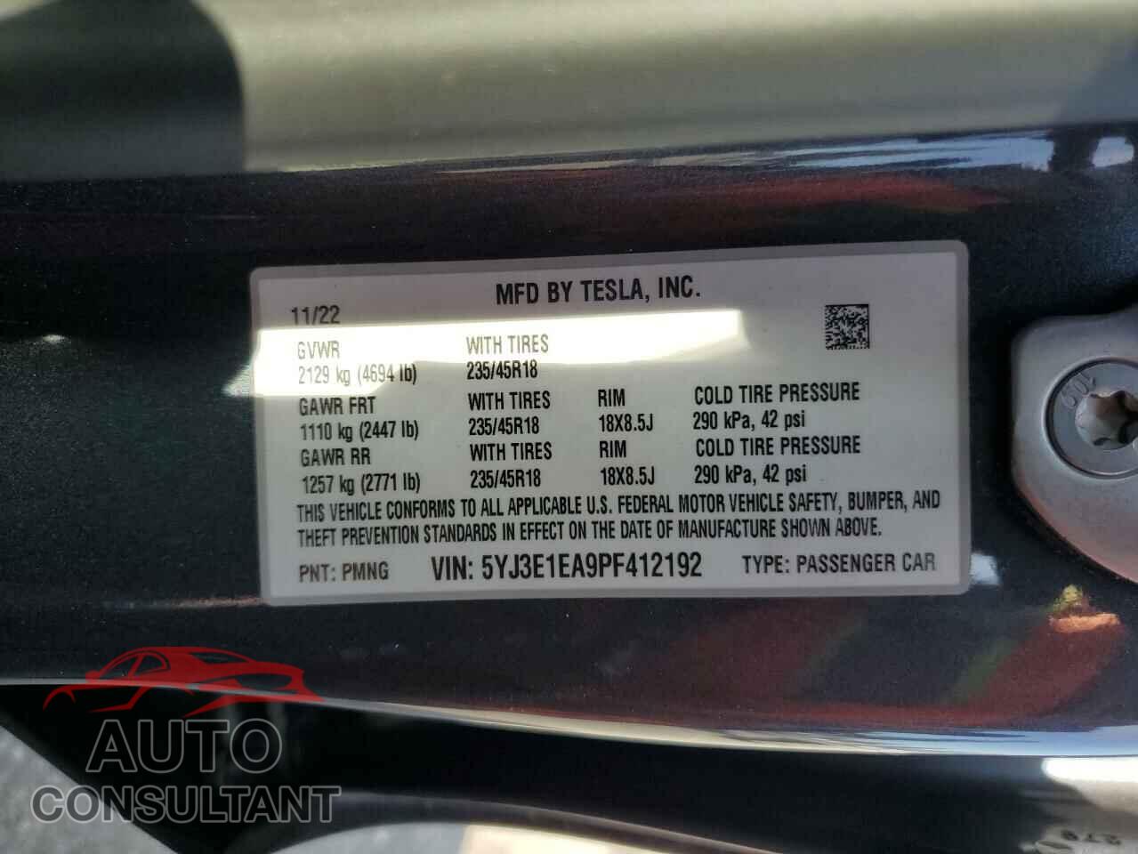 TESLA MODEL 3 2023 - 5YJ3E1EA9PF412192