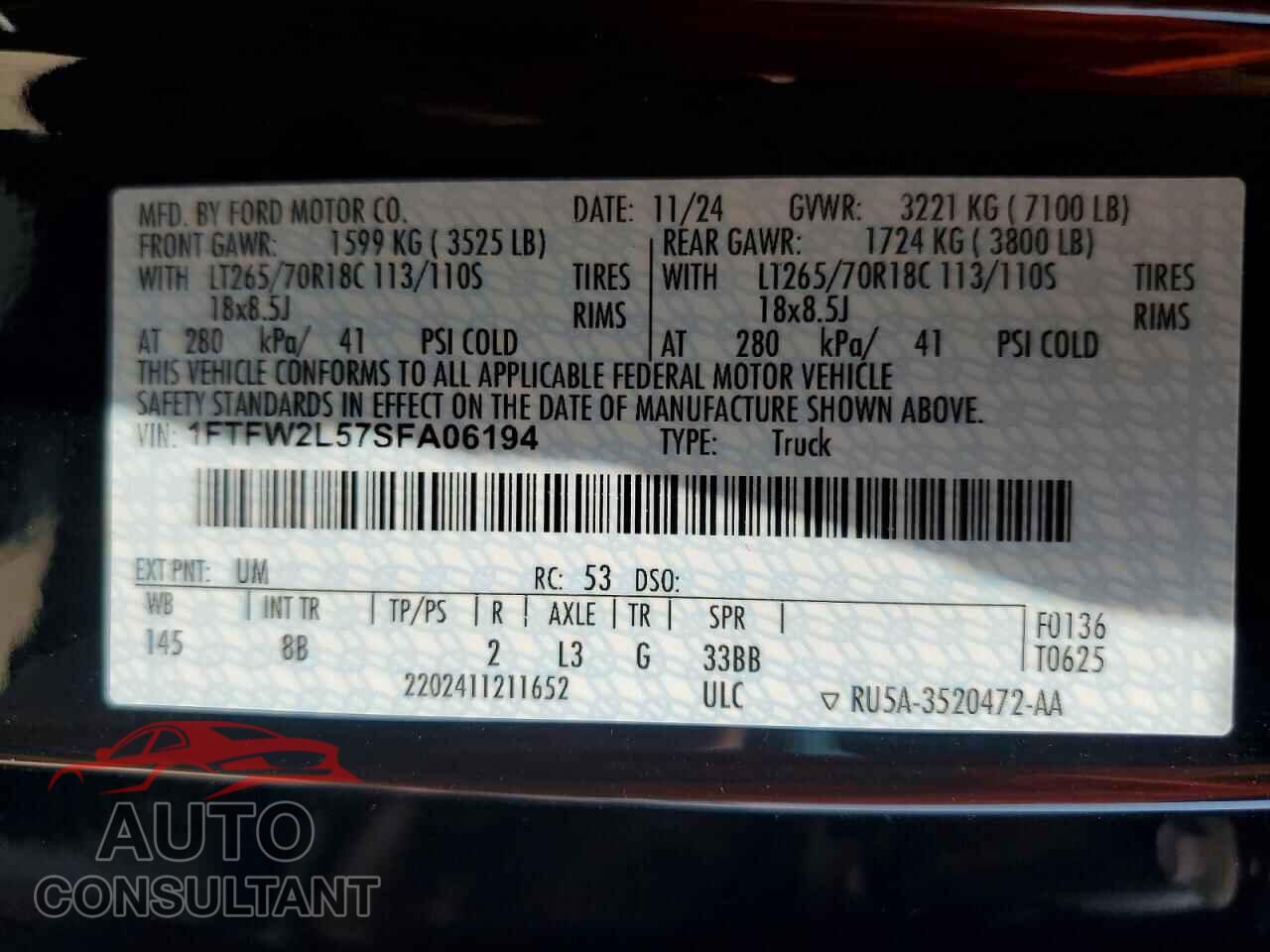 FORD F150 2025 - 1FTFW2L57SFA06194
