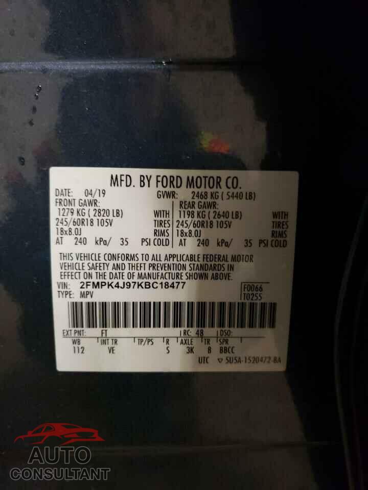 FORD EDGE 2019 - 2FMPK4J97KBC18477