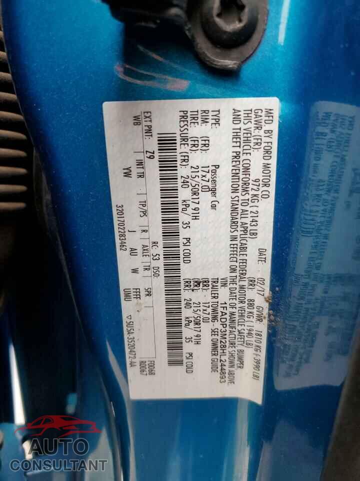 FORD FOCUS 2017 - 1FADP3M28HL244893