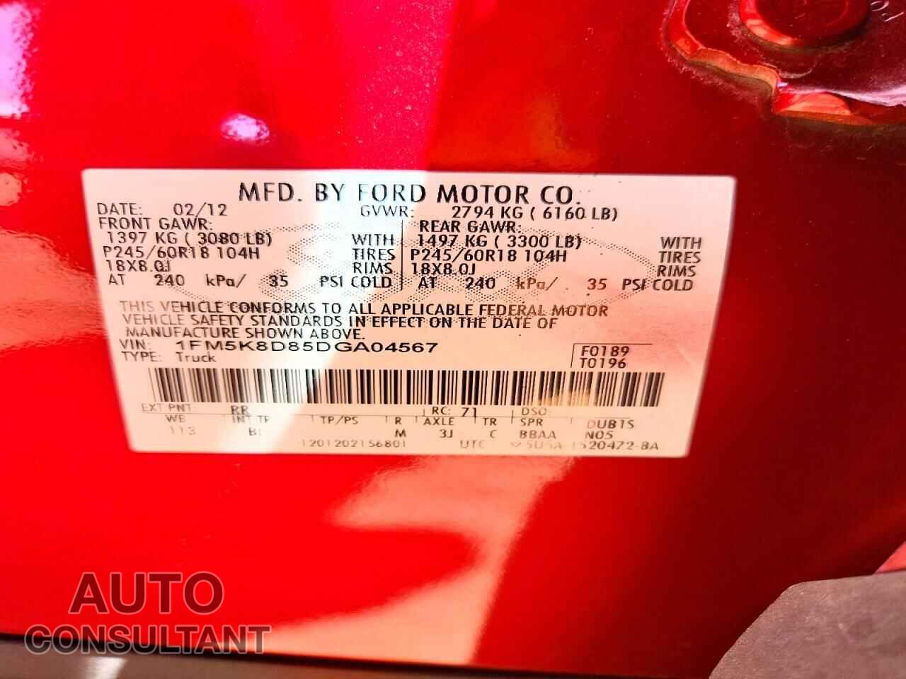 FORD EXPLORER 2013 - 1FM5K8D85DGA04567