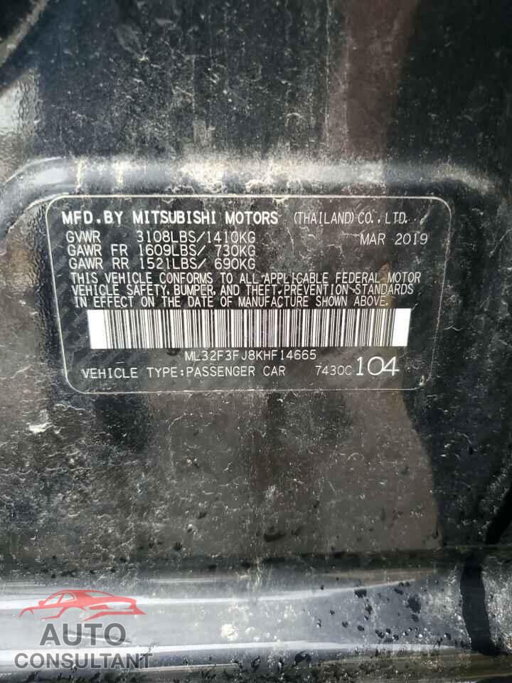 MITSUBISHI MIRAGE 2019 - ML32F3FJ8KHF14665