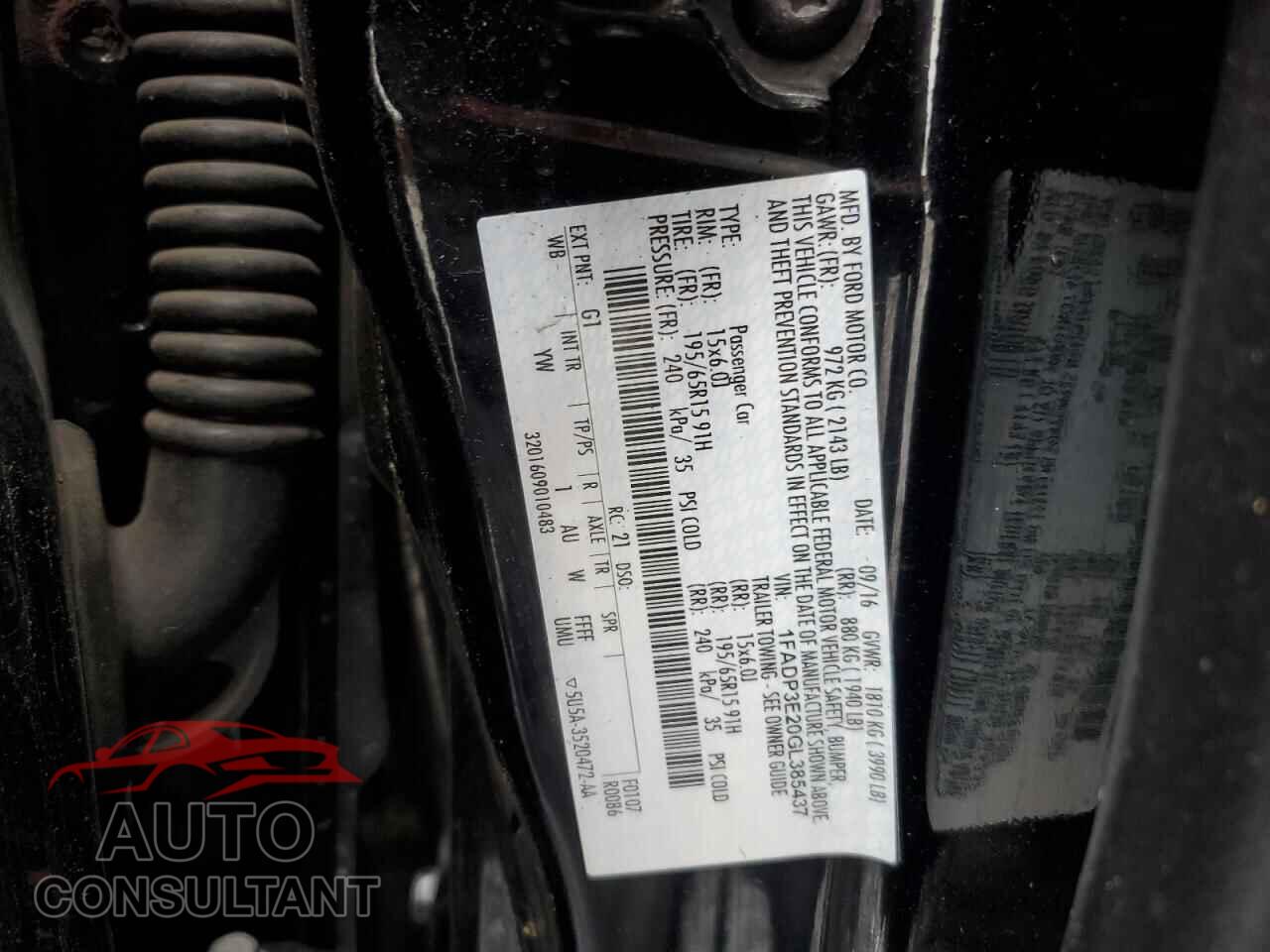 FORD FOCUS 2016 - 1FADP3E20GL385437