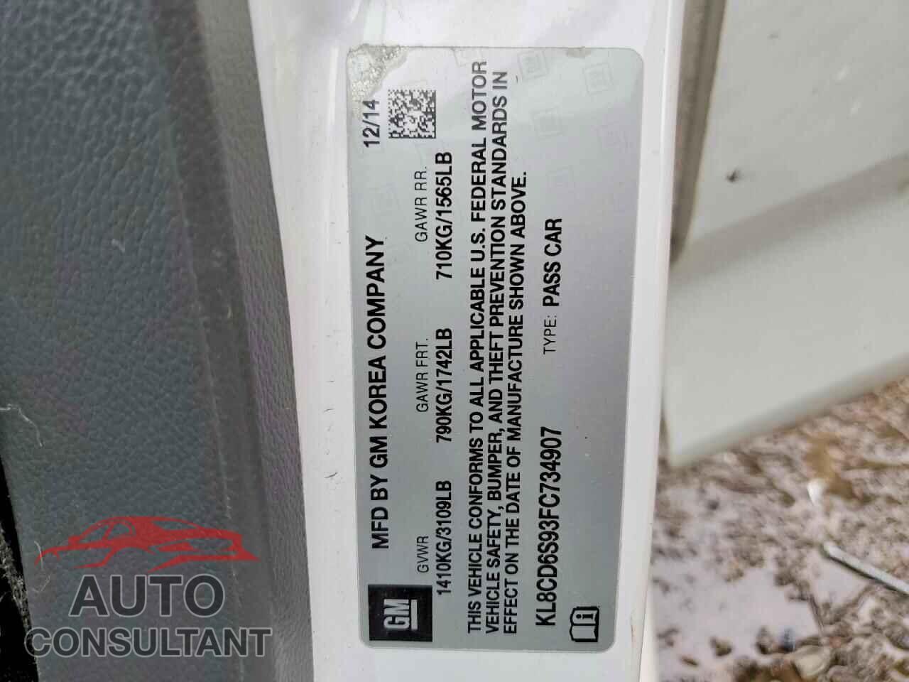 CHEVROLET SPARK 2015 - KL8CD6S93FC734907