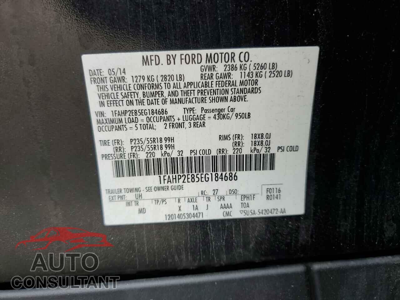 FORD TAURUS 2014 - 1FAHP2E85EG184686