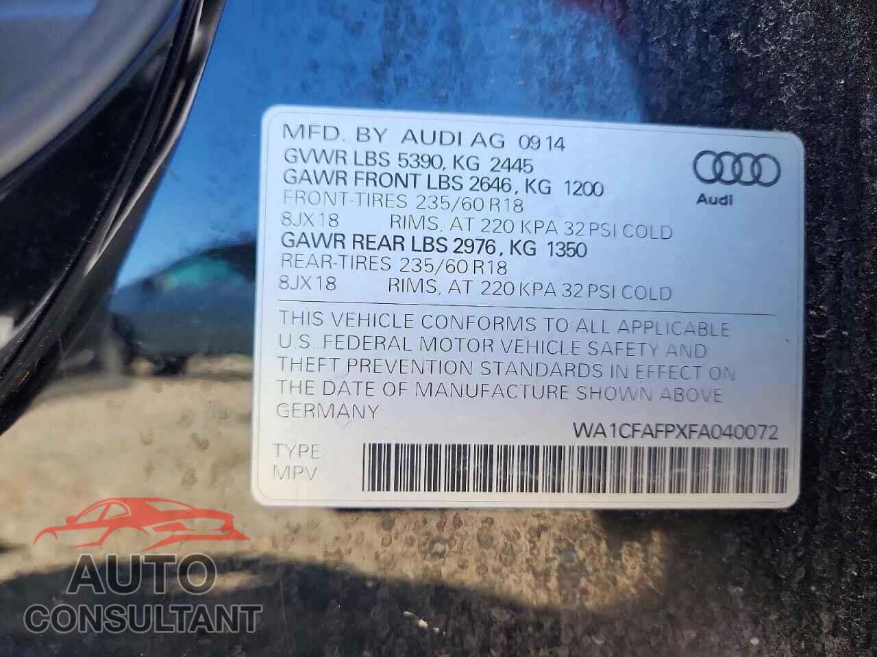 AUDI Q5 2015 - WA1CFAFPXFA040072