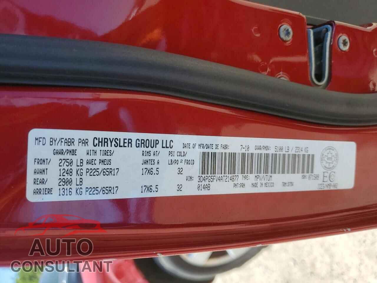 DODGE JOURNEY 2010 - 3D4PG5FV4AT214877