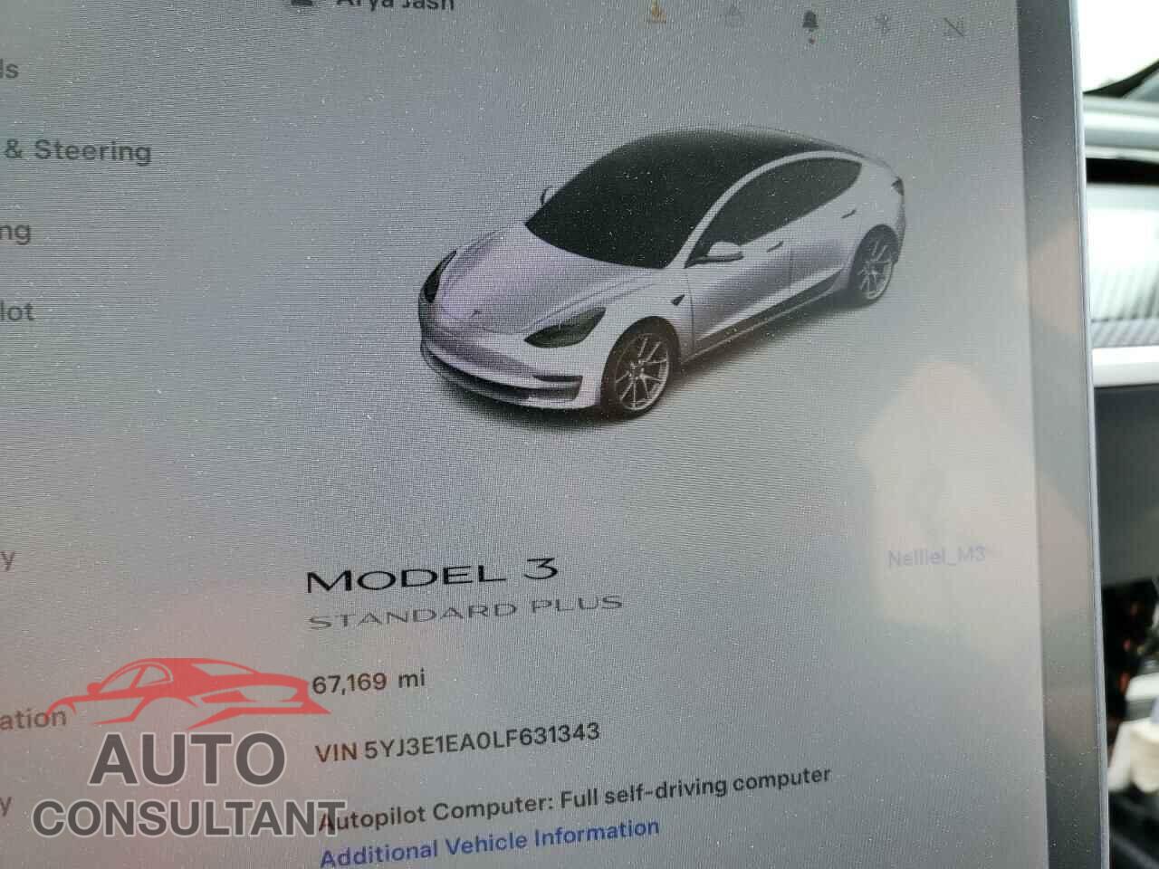TESLA MODEL 3 2020 - 5YJ3E1EA0LF631343