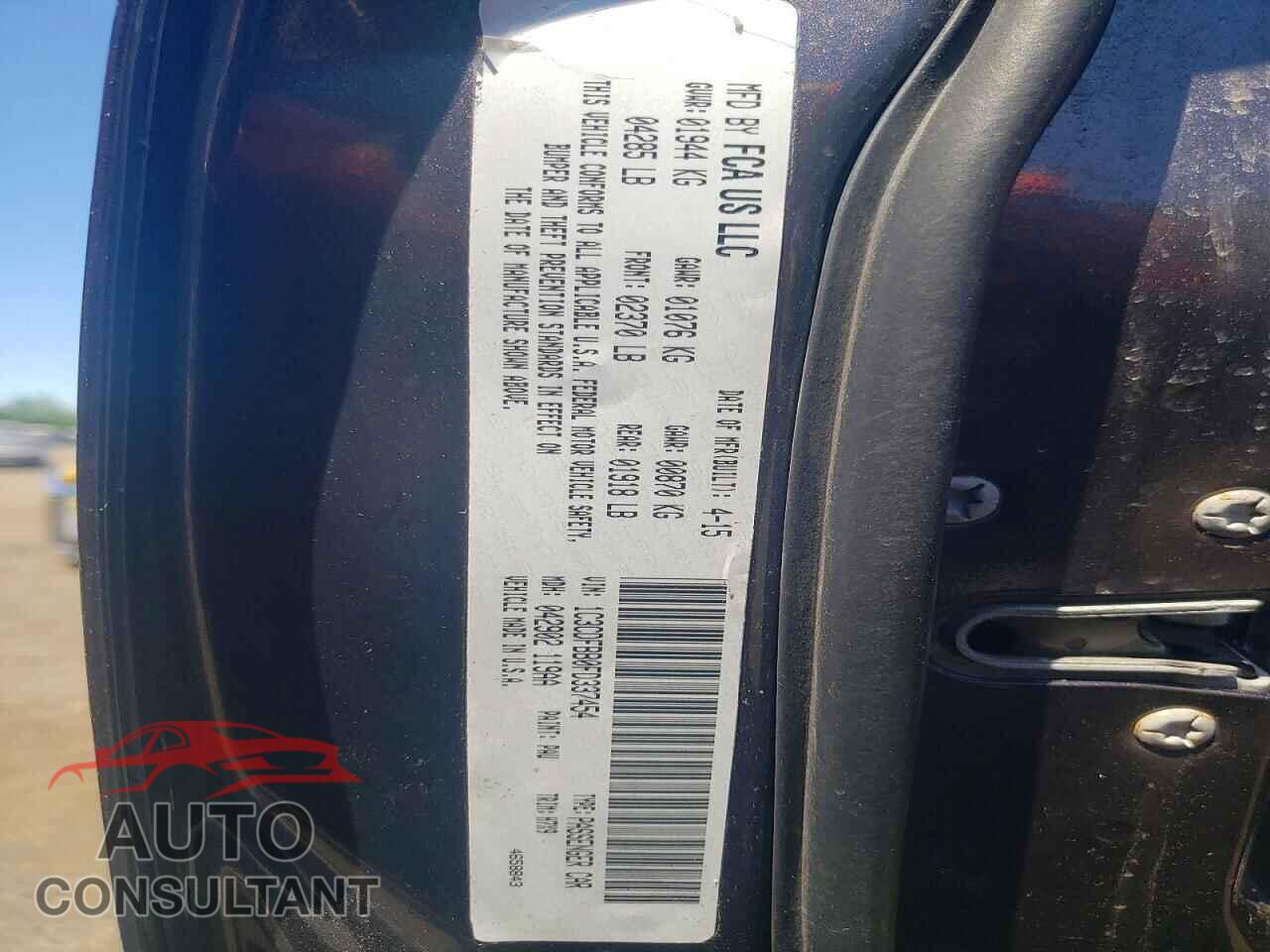 DODGE DART 2015 - 1C3CDFBB0FD337454