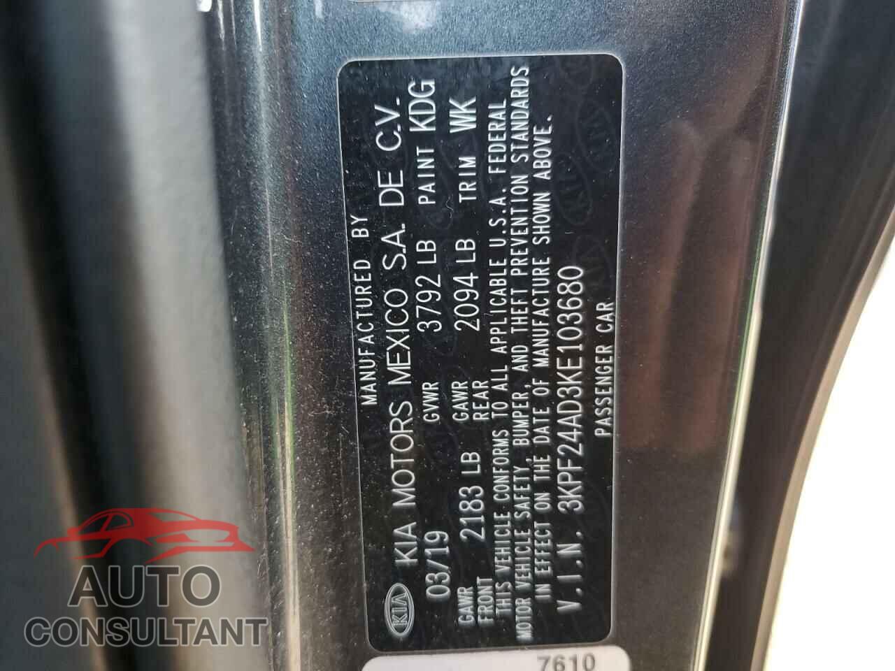 KIA FORTE 2019 - 3KPF24AD3KE103680
