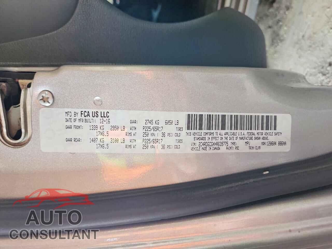 DODGE CARAVAN 2017 - 2C4RDGCGXHR639775