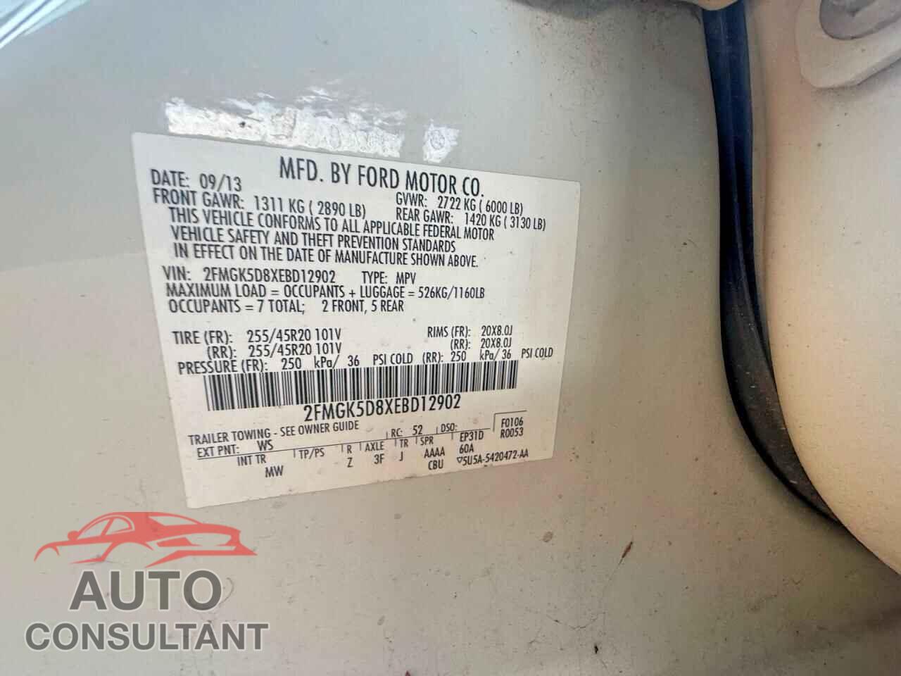 FORD FLEX 2014 - 2FMGK5D8XEBD12902