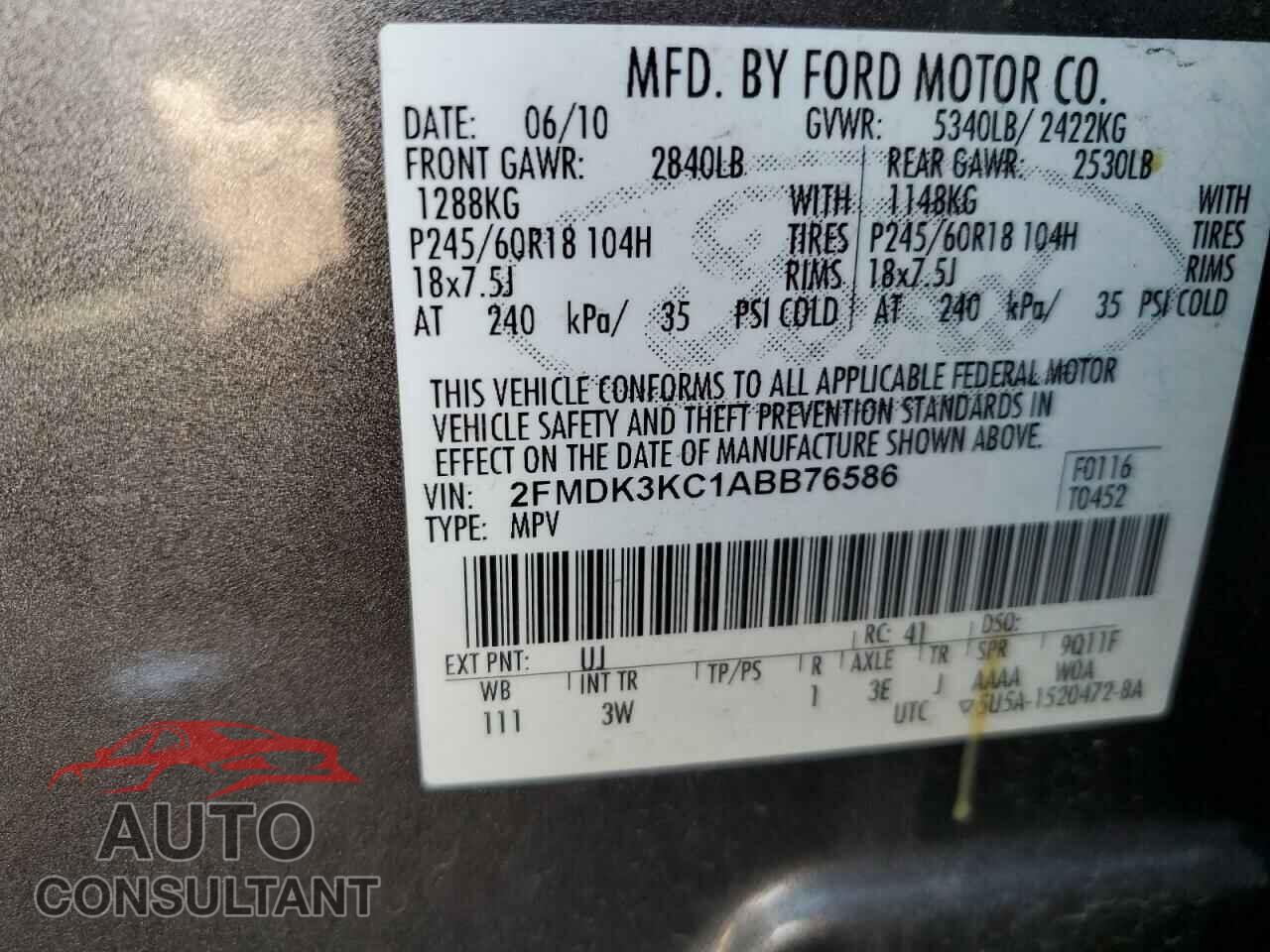 FORD EDGE 2010 - 2FMDK3KC1ABB76586