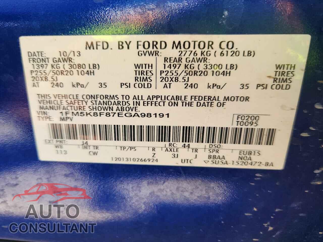 FORD EXPLORER 2014 - 1FM5K8F87EGA98191