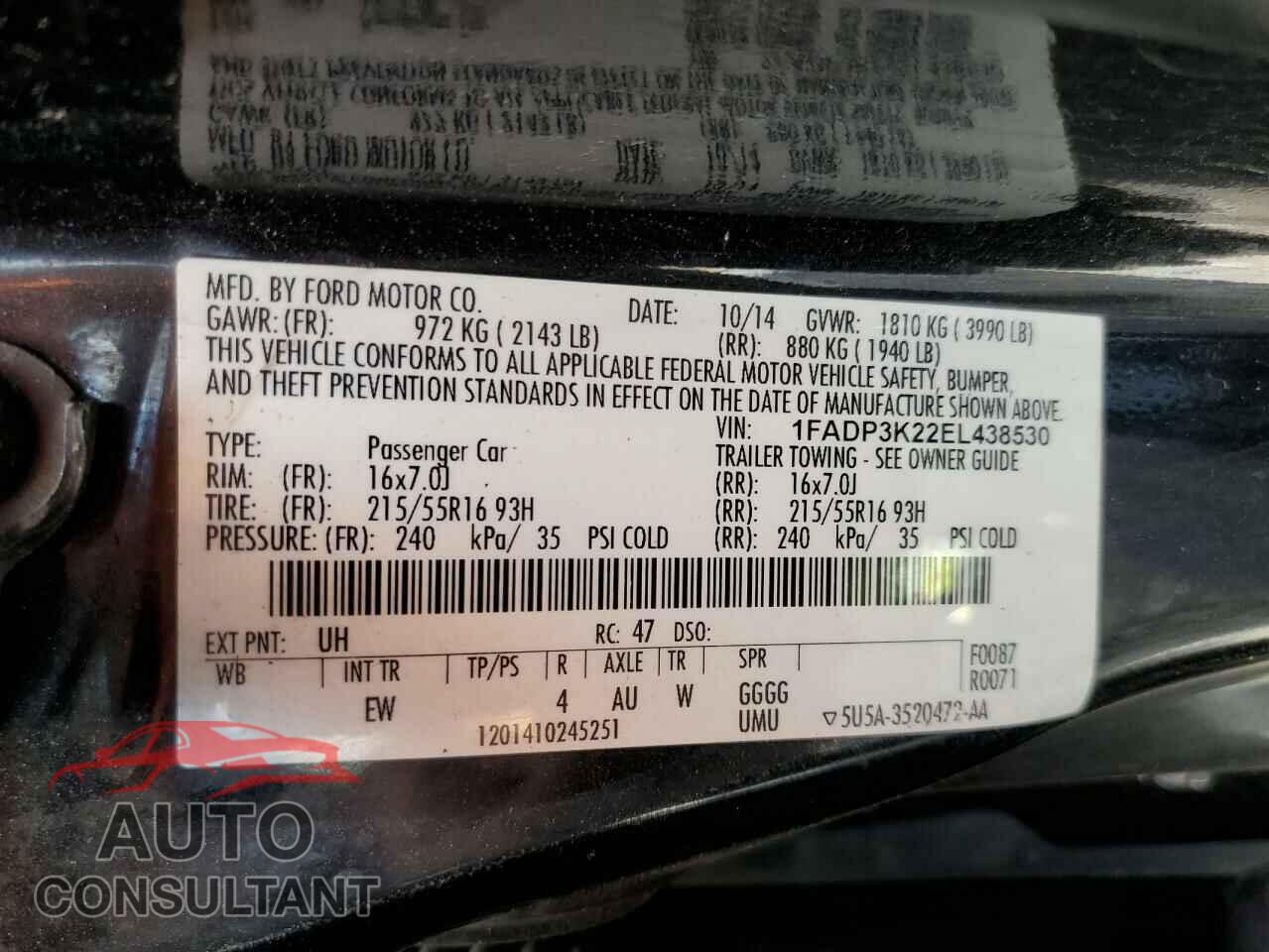 FORD FOCUS 2014 - 1FADP3K22EL438530