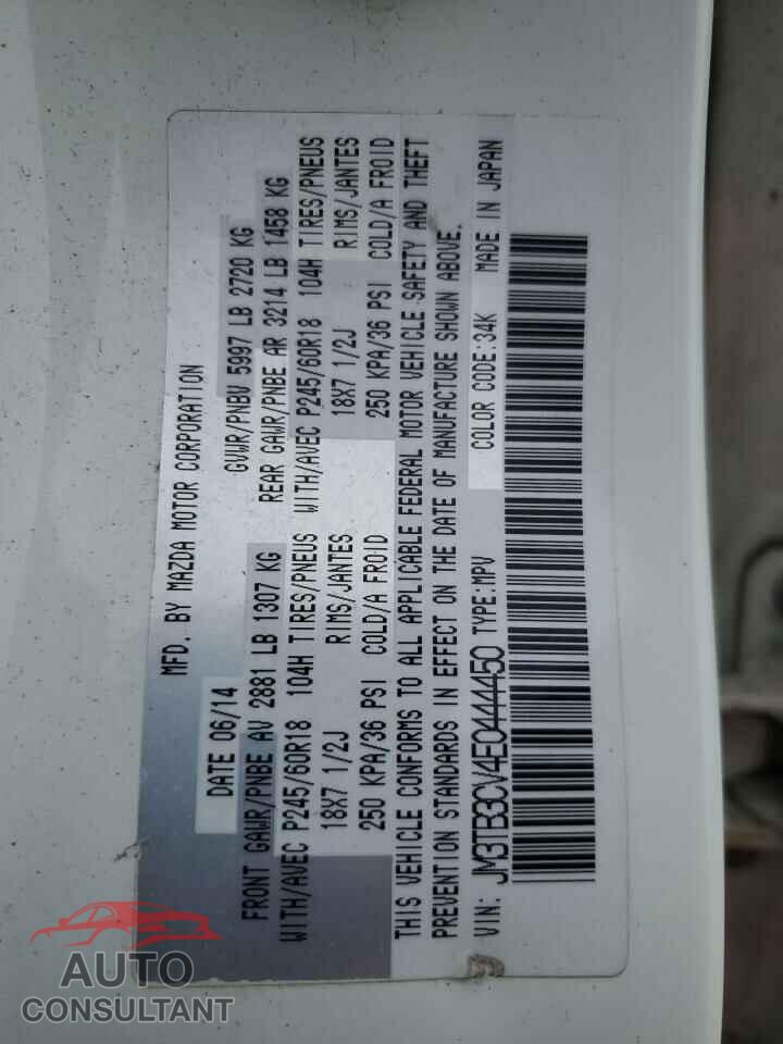 MAZDA CX-9 2014 - JM3TB3CV4E0444450