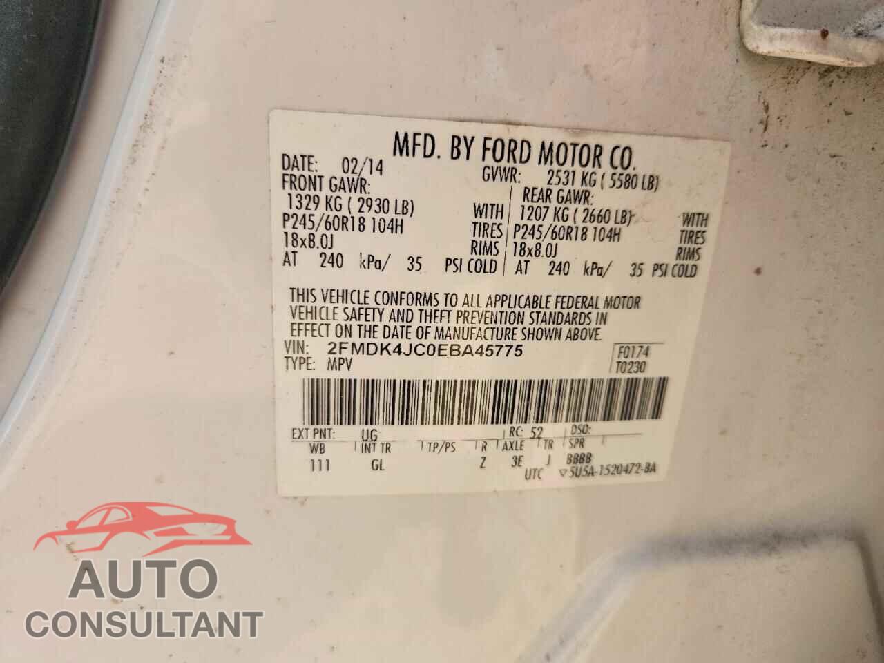 FORD EDGE 2014 - 2FMDK4JC0EBA45775