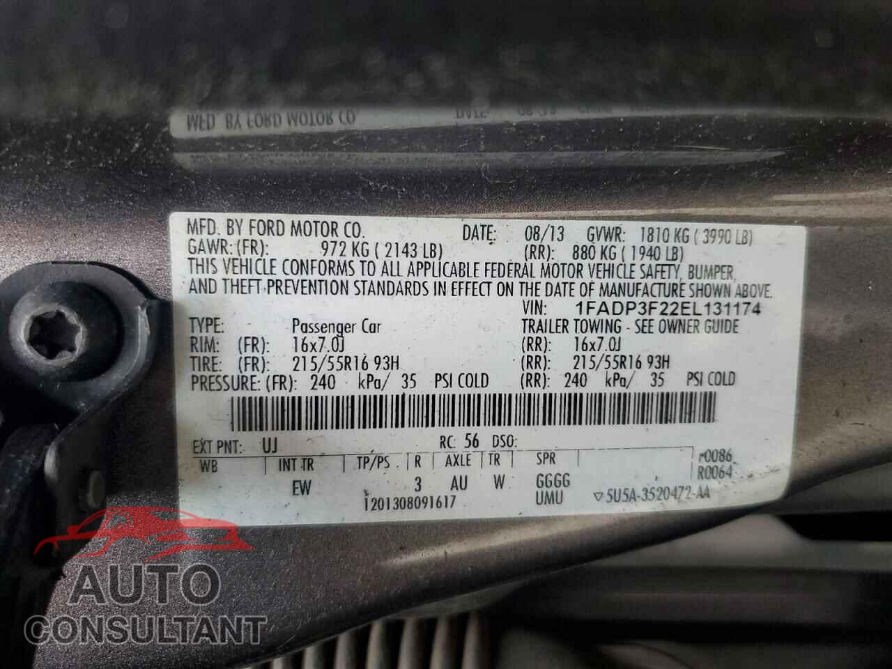 FORD FOCUS 2014 - 1FADP3F22EL131174