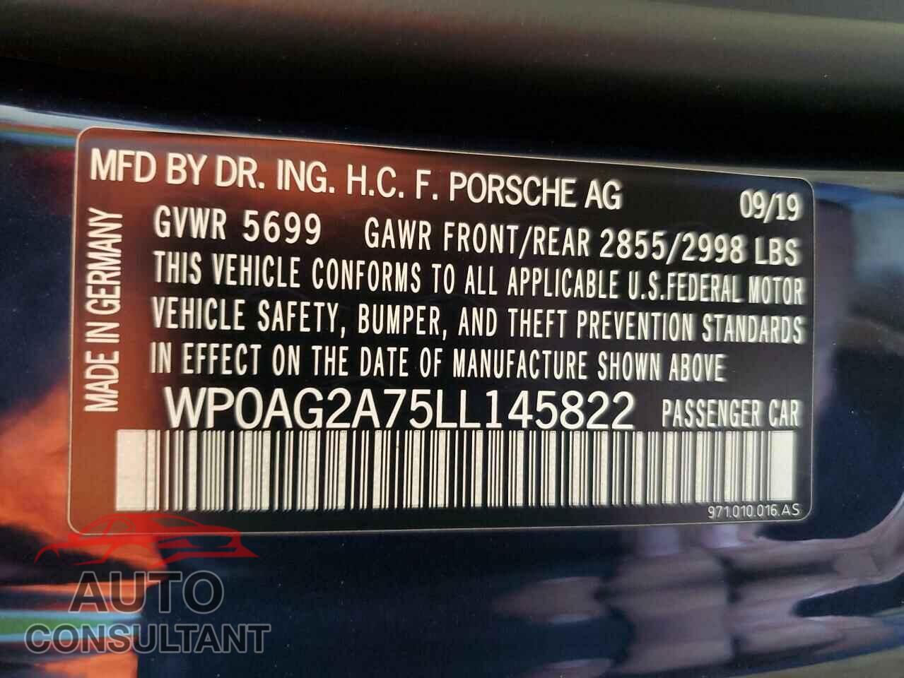 PORSCHE PANAMERA 2020 - WP0AG2A75LL145822