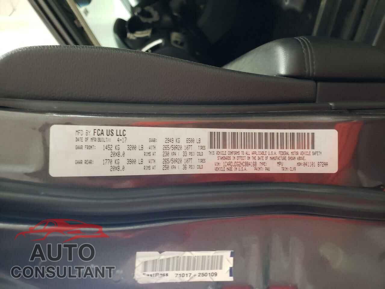 DODGE DURANGO 2017 - 1C4RDJDG2HC884168