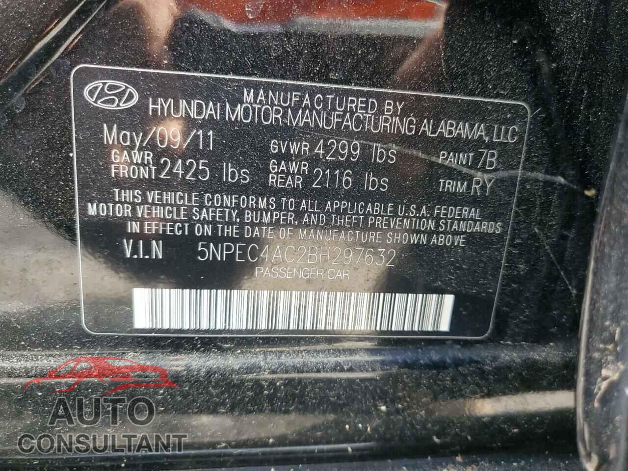 HYUNDAI SONATA 2011 - 5NPEC4AC2BH297632