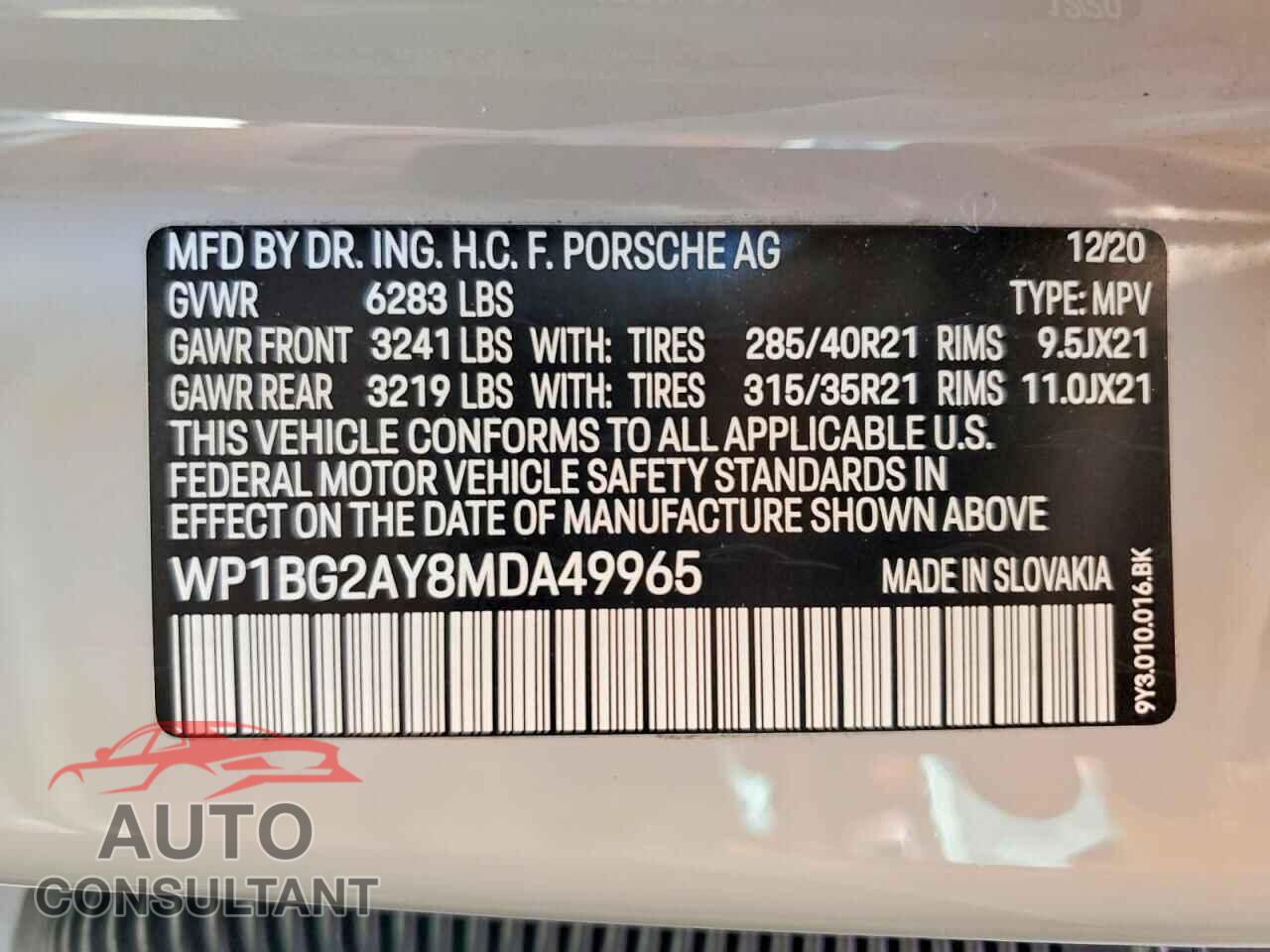 PORSCHE CAYENNE 2021 - WP1BG2AY8MDA49965