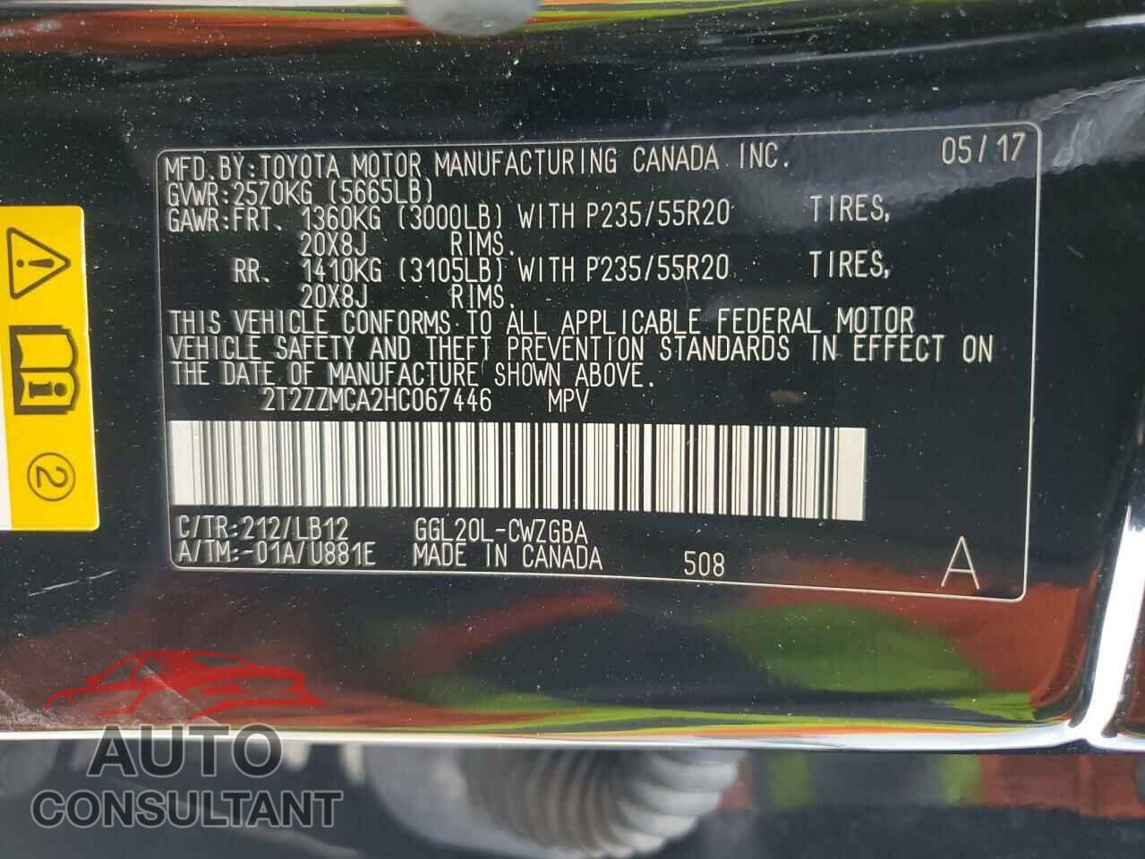 LEXUS RX350 2017 - 2T2ZZMCA2HC067446