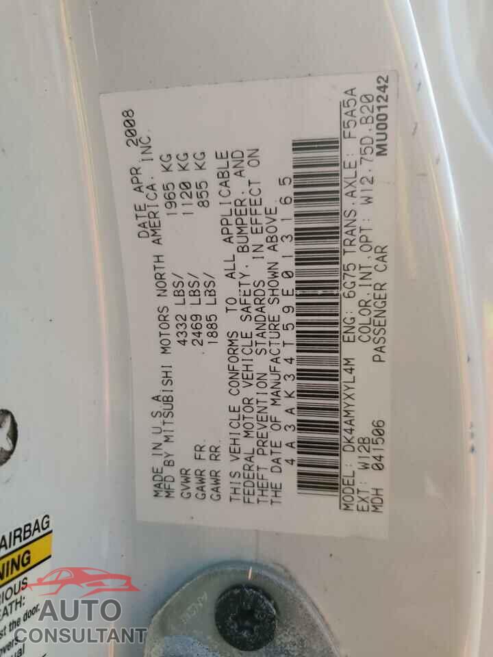 MITSUBISHI ECLIPSE 2009 - 4A3AK34T59E013165