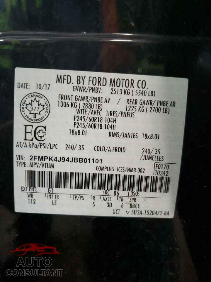 FORD EDGE 2018 - 2FMPK4J94JBB01101