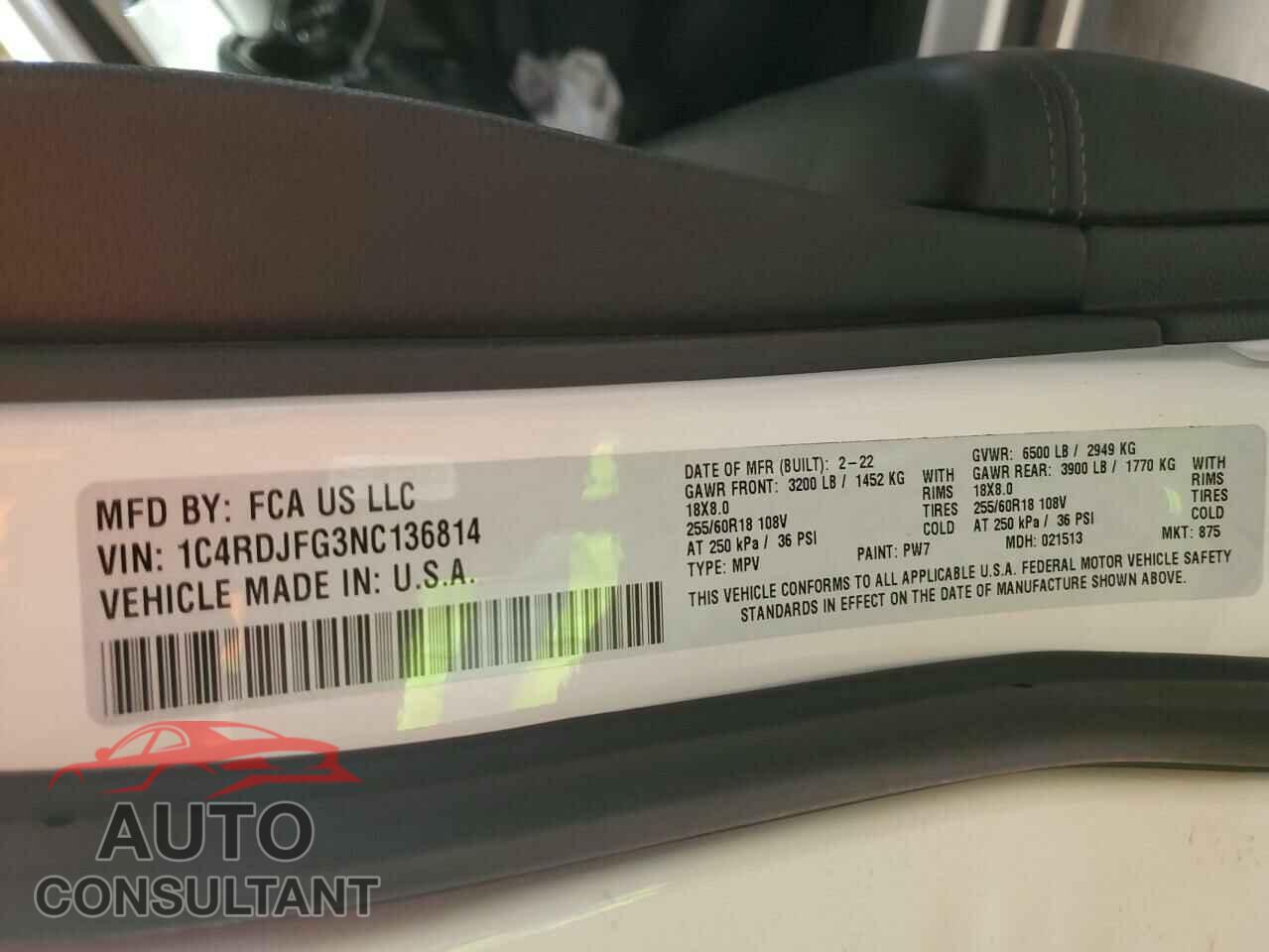 DODGE DURANGO 2022 - 1C4RDJFG3NC136814