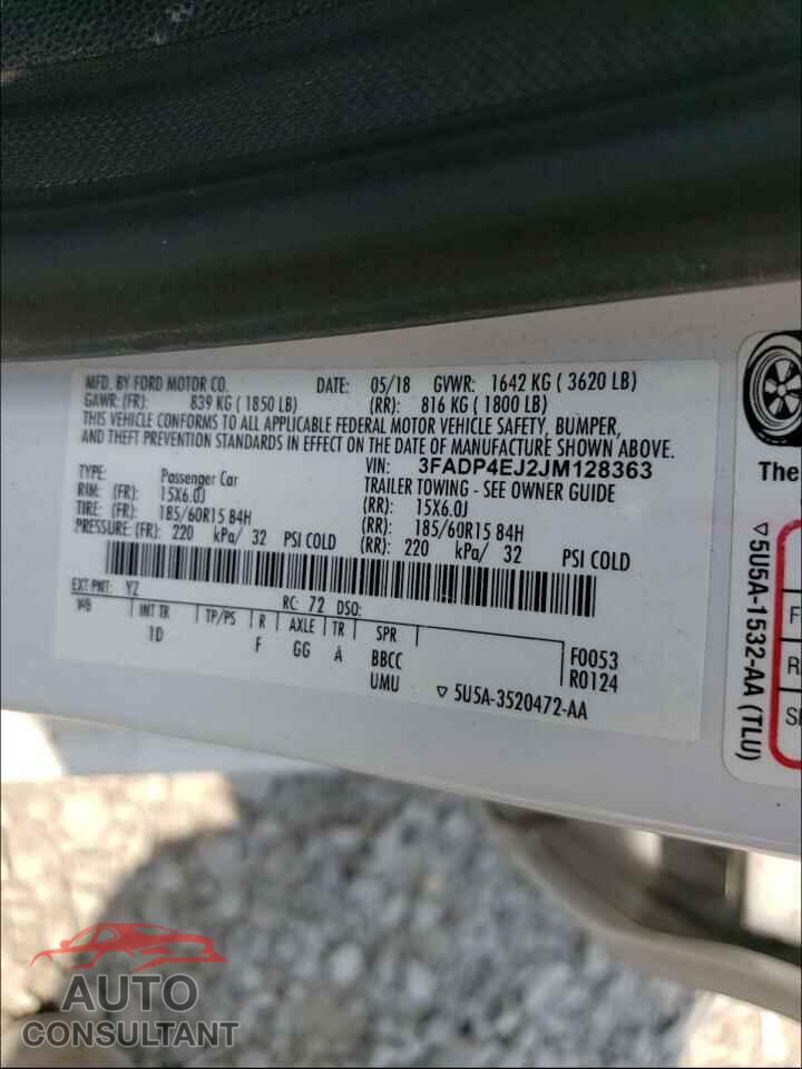 FORD FIESTA 2018 - 3FADP4EJ2JM128363