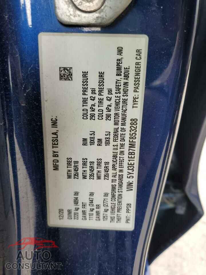 TESLA MODEL 3 2021 - 5YJ3E1EB7MF853288