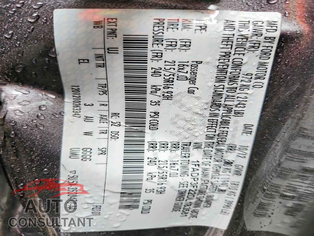 FORD FOCUS 2013 - 1FADP3F22DL183581