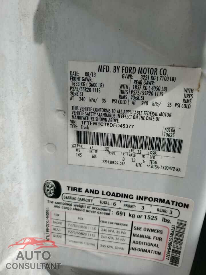 FORD F-150 2013 - 1FTFW1CT6DFD45377