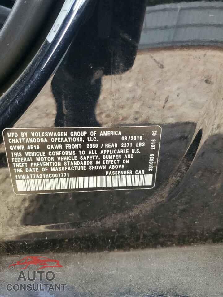 VOLKSWAGEN PASSAT 2017 - 1VWAT7A31HC007771